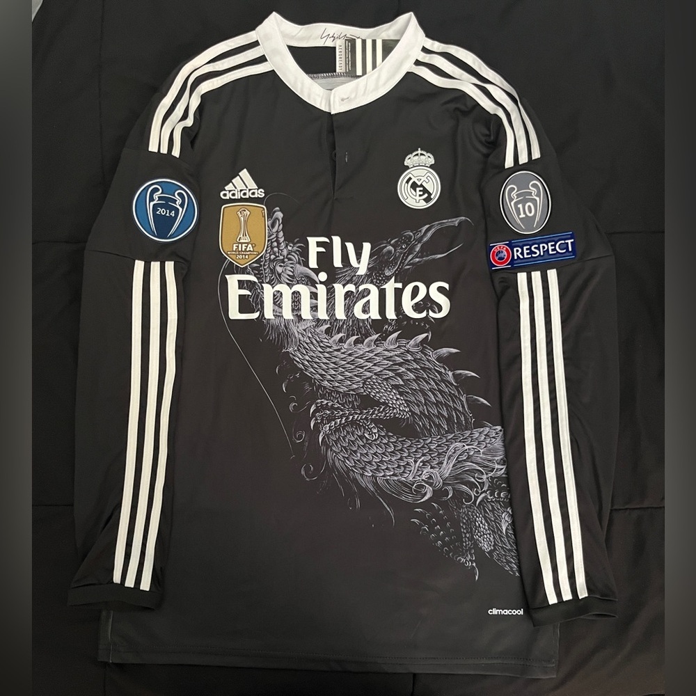 Ronaldo #7 Real Madrid 2014 Black Dragon Longsleeve retro soccer jersey